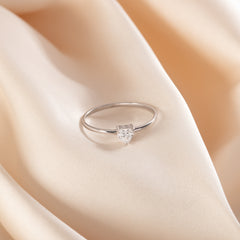Dainty & Elegant 925 Sterling Silver Heart CZ Promise Ring for Her