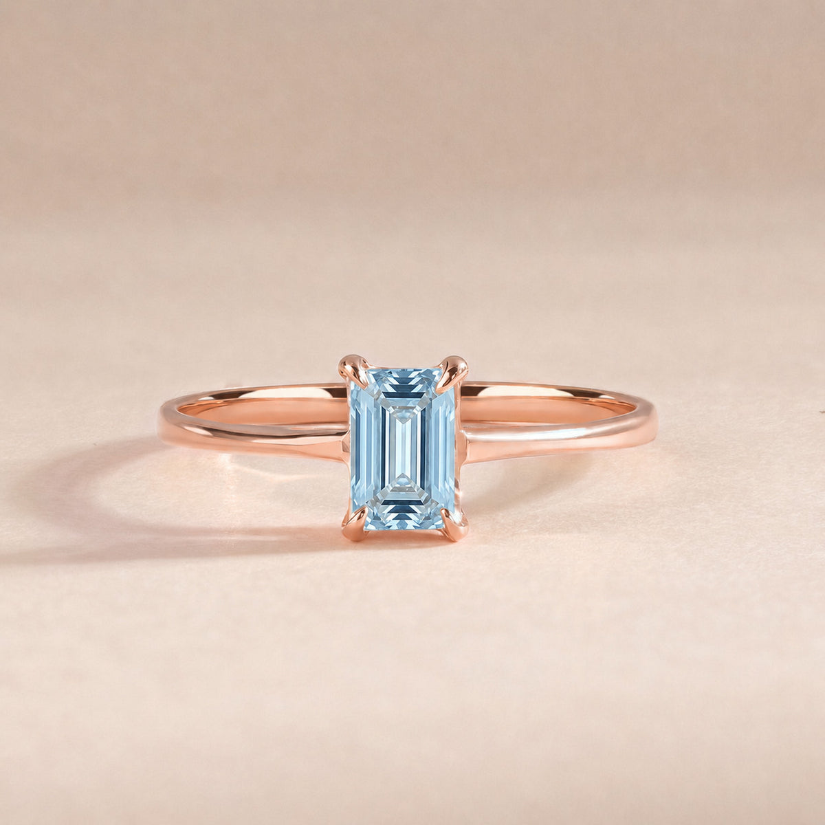 Solene Rose Gold Aquamarine Solitaire Ring