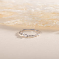 Dainty Elegant 925 Sterling Silver Baguette Cut CZ Engagement Ring