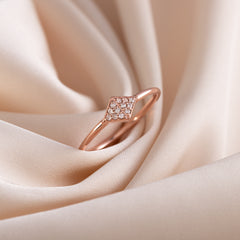 Women Dainty 18k Rose Gold Vermeil Silver CZ Promise Ring for Her