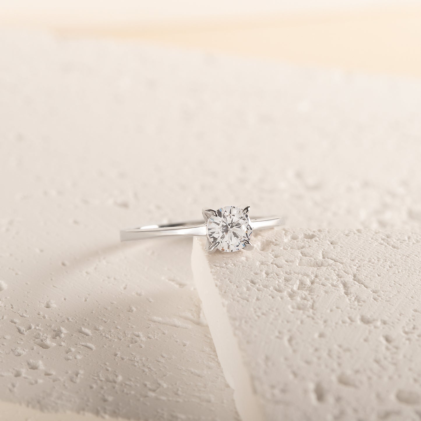 Dainty Minimalist 925 Sterling Silver Solitaire CZ Promise Ring for Her