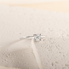 Dainty Minimalist 925 Sterling Silver Solitaire CZ Promise Ring for Her