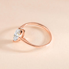 Solitaire 18k Rose Gold Vermeil Marquise Cut CZ Engagement Ring for Her