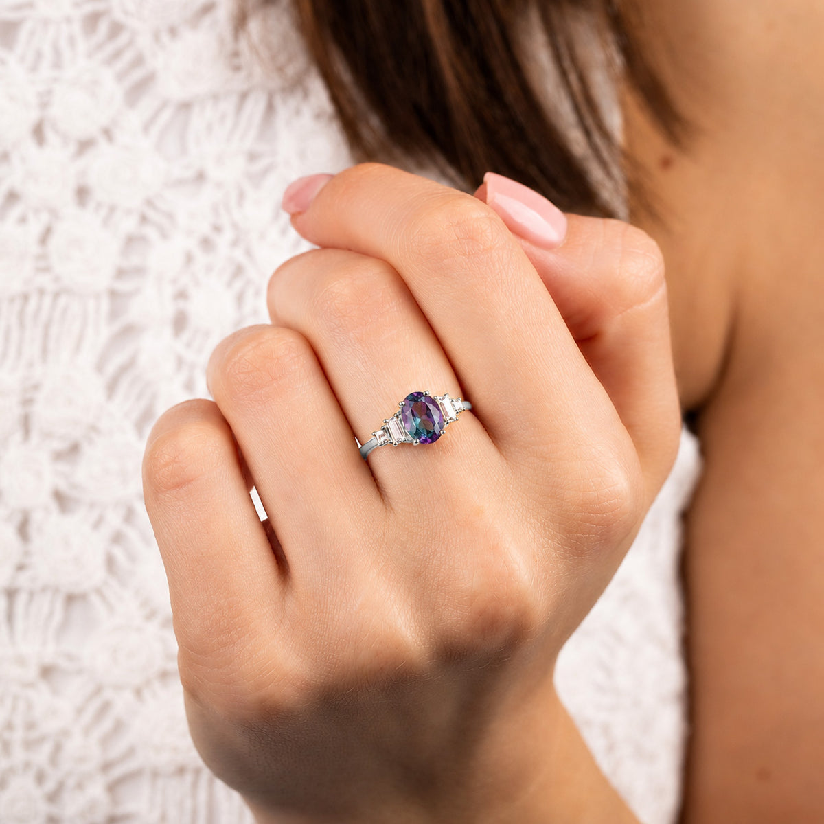 Marielle White Gold Alexandrite Diamond Ring