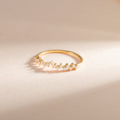 Women Dainty Minimalist 18K Yellow Gold Vermeil Cluster CZ Stacking Ring or Wedding Band