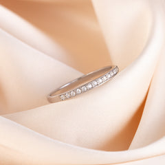 Women Dainty 925 Sterling Silver Half Eternity CZ Wedding Band
