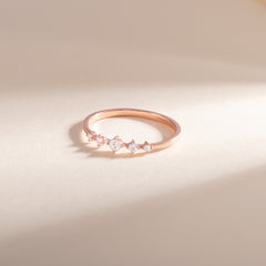 Dainty Minimalist 18k Rose Gold Vermeil Silver CZ Promise Ring for Her