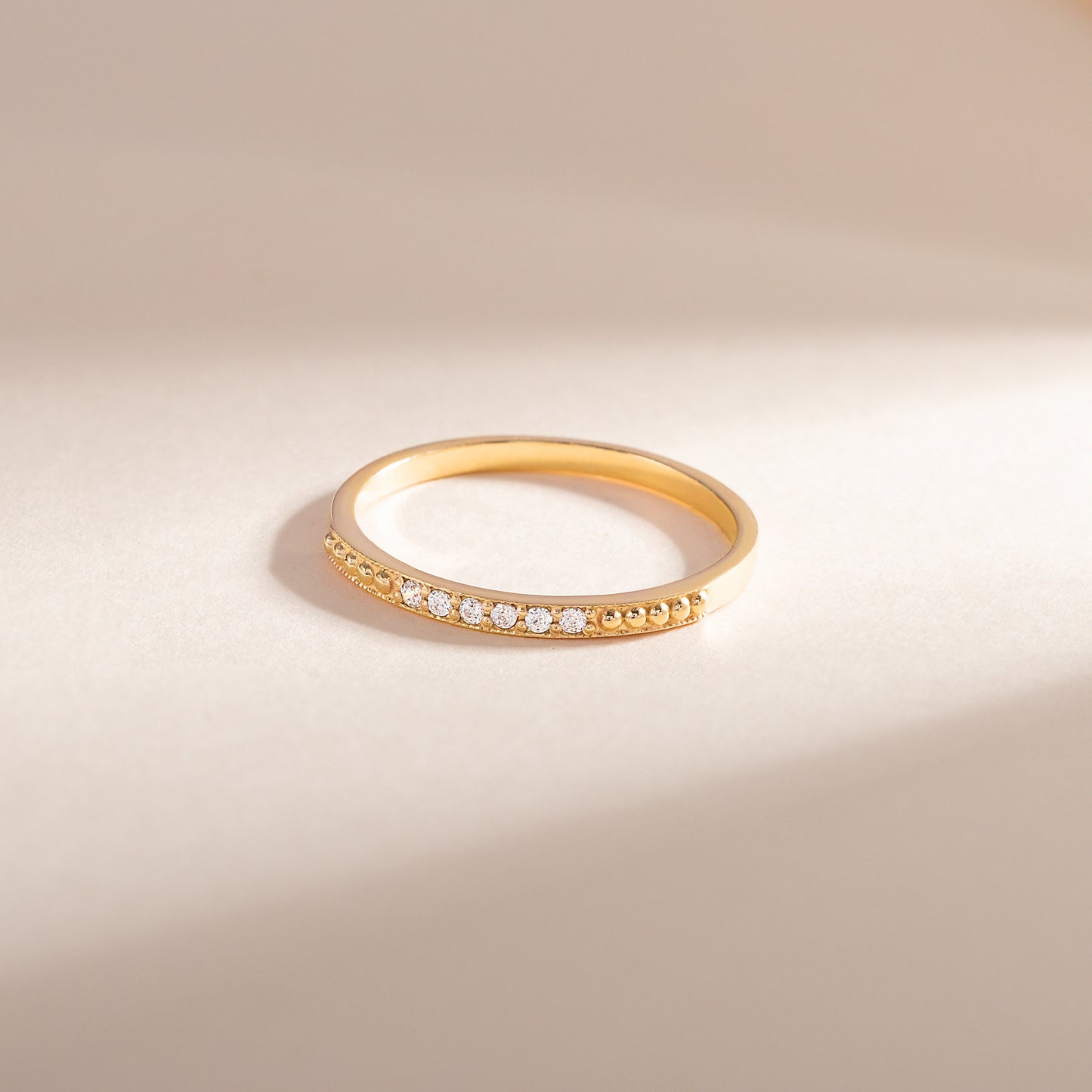 Women Dainty 18K Gold Vermeil Silver CZ Promise Ring of Stacking Ring