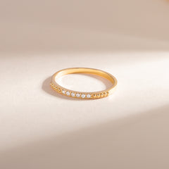 Women Dainty 18K Gold Vermeil Silver CZ Promise Ring of Stacking Ring