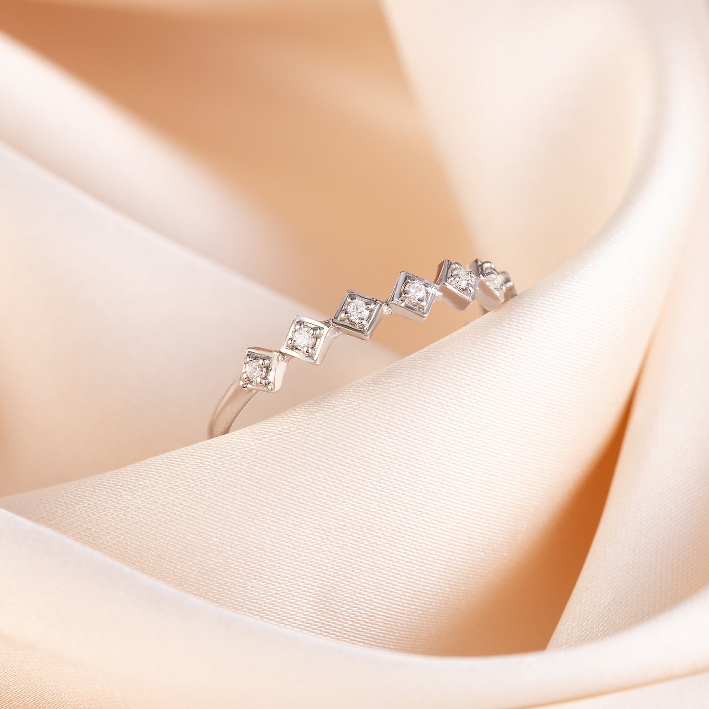 Women Minimalist 925 Sterling Silver Geometric CZ Wedding Band or Stacking Ring
