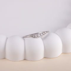 Minimalist Dainty 925 Sterling Silver CZ Chevron Wedding Band