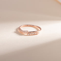Women Minimalist 18K Rose Gold Vermeil Silver CZ Stacking Ring