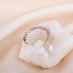 Women Minimalist 925 Sterling Silver Half Eternity CZ Wedding Band