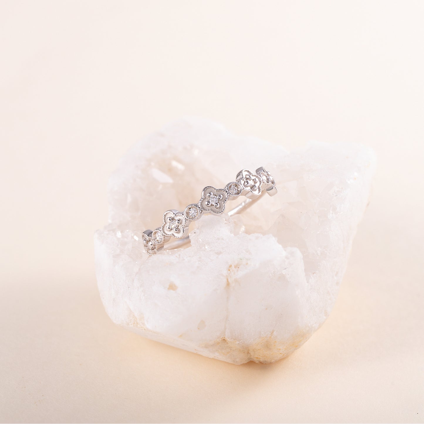 Unique Vintage Style Art Deco 925 Sterling Silver Half Eternity CZ Wedding Band for Her