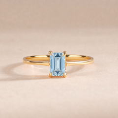 Solene Yellow Gold Aquamarine Solitaire Ring
