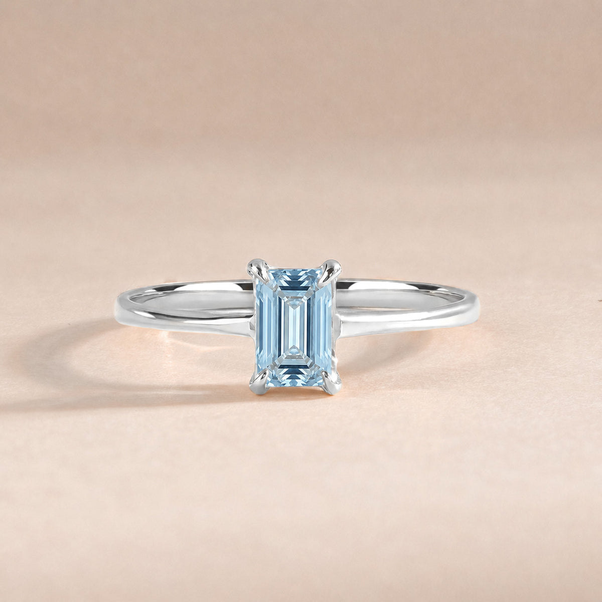 Solene White Gold Aquamarine Solitaire Ring