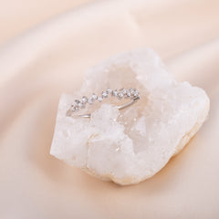 Women Minimalist Elegant 925 Sterling Silver CZ Cluster Wedding Band