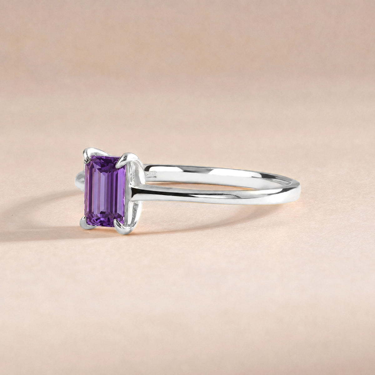 Solene White Gold Amethyst Solitaire Ring