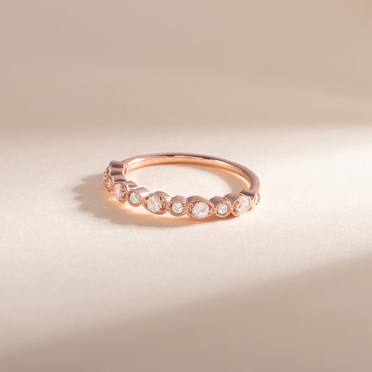 Women Dainty 18k Rose Gold Vermeil CZ Stacking Wedding Band
