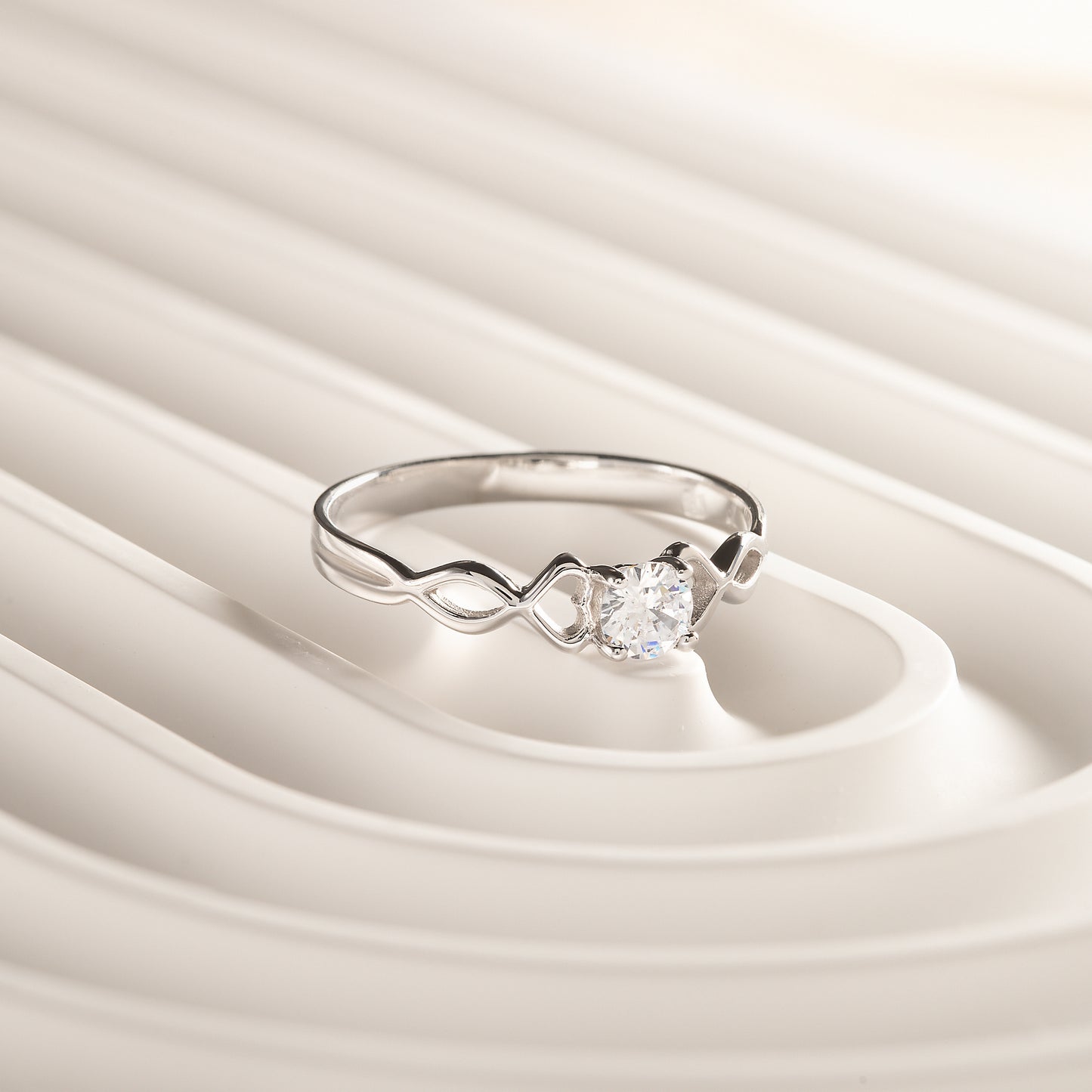 Dainty Minimalist 925 Sterling Silver Solitaire CZ Heart Promise Ring for Her