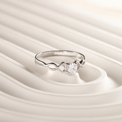 Dainty Minimalist 925 Sterling Silver Solitaire CZ Heart Promise Ring for Her