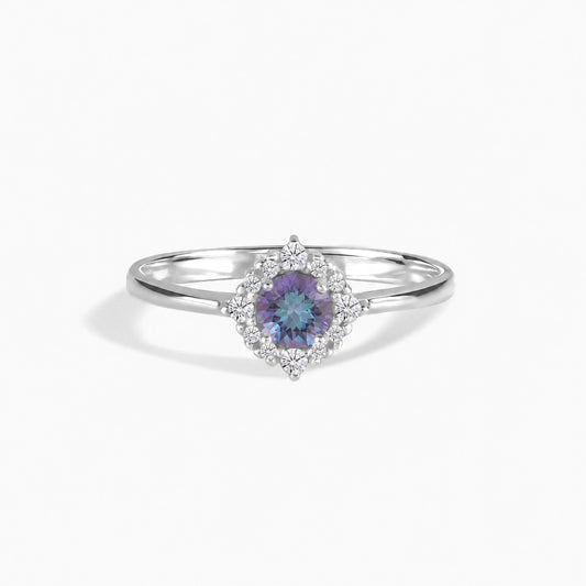 Celeste White Gold Alexandrite Halo Ring