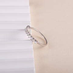 Women Dainty 925 Sterling Silver Half Eternity CZ Wedding Band