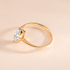 Solitaire 18k Yellow Gold Vermeil Marquise Cut CZ Engagement Ring