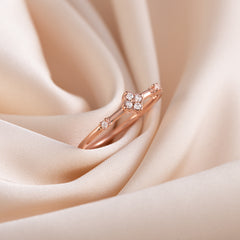 Dainty Minimalist 18K Rose Gold Vermeil Silver Clover CZ Promise Ring for Her