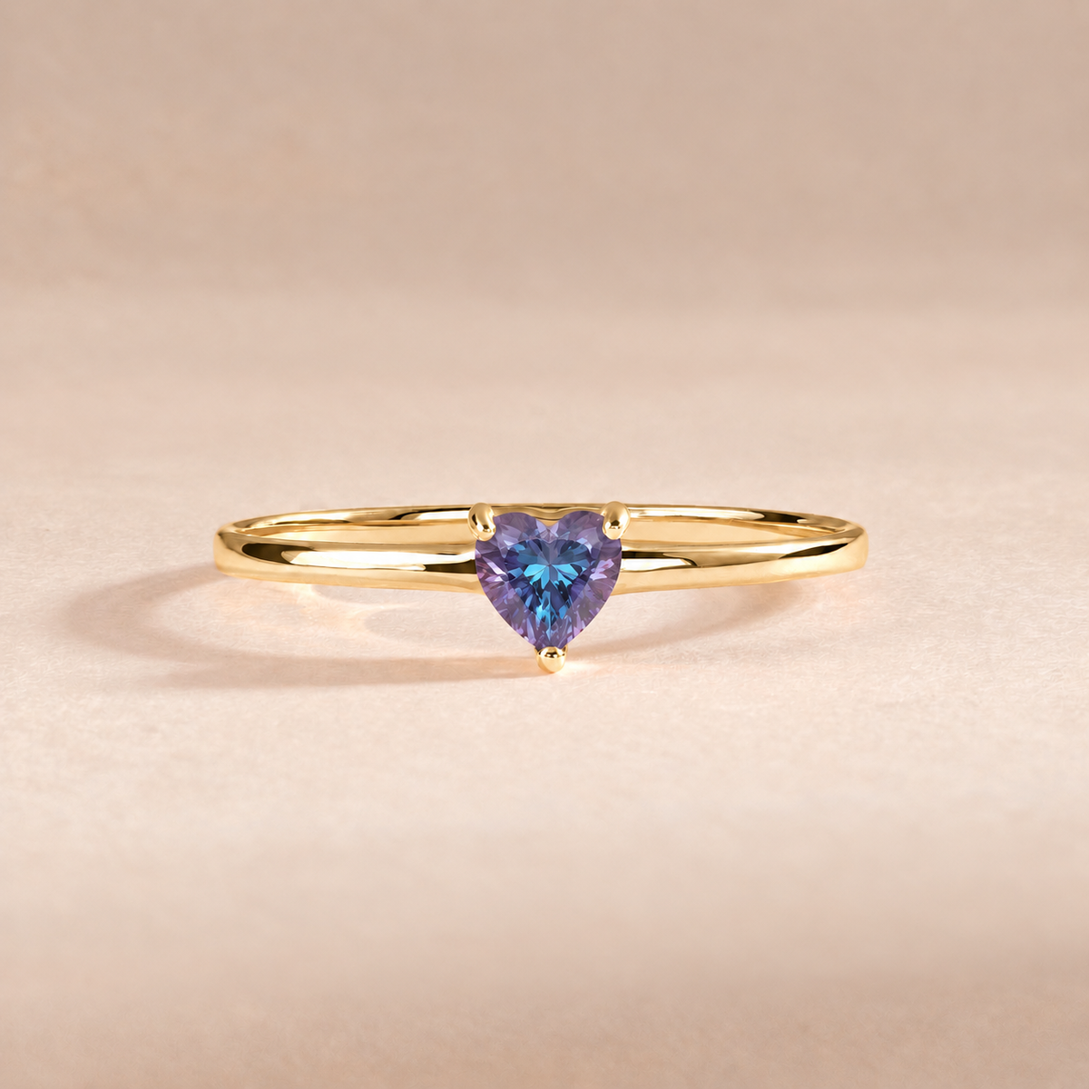 Evania Yellow Gold Alexandrite Heart Ring
