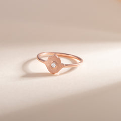 Women Dainty 18K Rose Gold Vermeil Silver Protection Hamsa Hand Ring