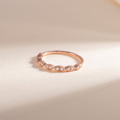 Minimalist 18k Rose Gold Vermeil Half Eternity CZ Wedding Band or Stacking Ring