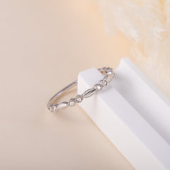 Women Minimalist Delicate 925 Sterling Silver CZ Promise Ring or Stacking Ring