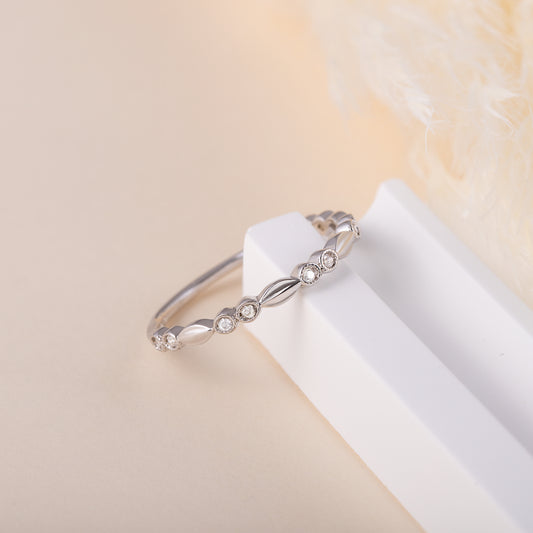 Women Minimalist Delicate 925 Sterling Silver CZ Promise Ring or Stacking Ring