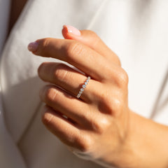 Women Dainty 925 Sterling Silver CZ Wedding Band