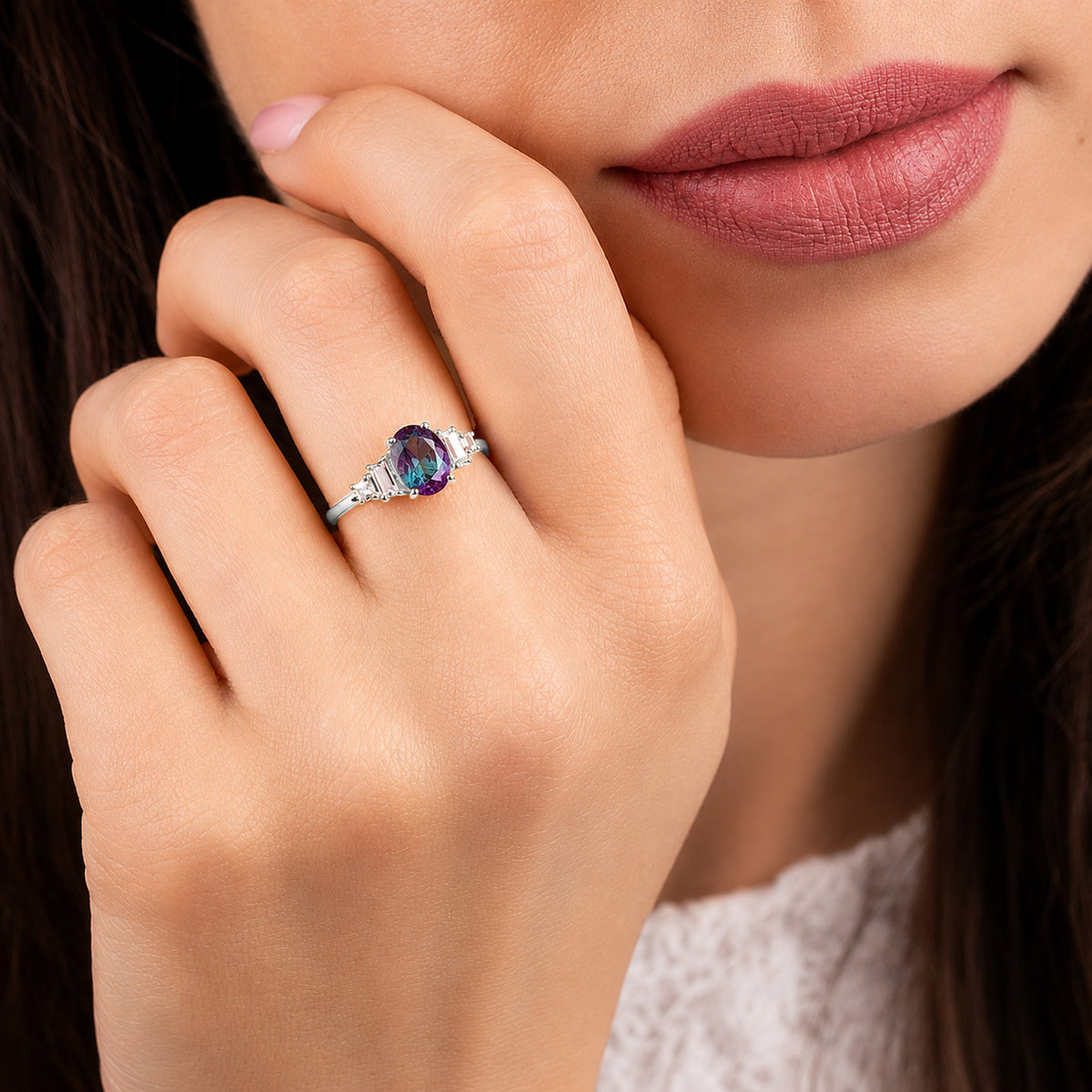Marielle White Gold Alexandrite Diamond Ring