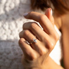 Women Unique 925 Sterling Silver Marquise Cut Solitaire CZ Engagement Ring