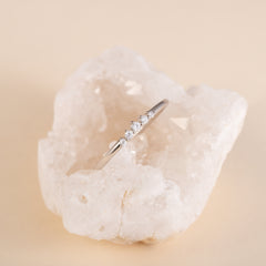 Minimalist Delicate 925 Sterling Silver CZ Chevron Women Wedding Band