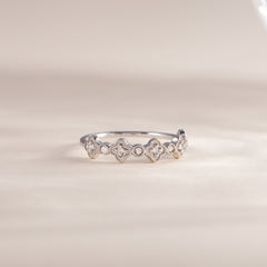 Women Vintage Style Art Deco 925 Sterling Silver Half Eternity CZ Wedding Band
