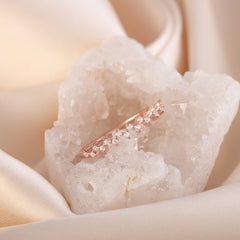 Dainty Minimalist 18k Rose Gold Vermeil Silver CZ Cluster Wedding Band for Her