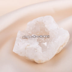 Women Minimalist 925 Sterling Silver Half Eternity CZ Wedding Band