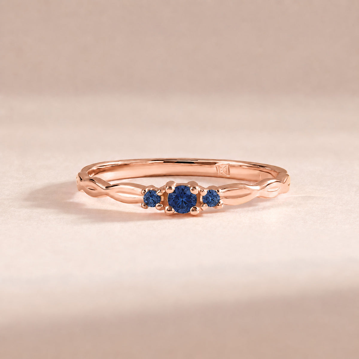 Sylvie Rose Gold Blue Sapphire Celtic Ring