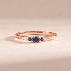 Sylvie Rose Gold Blue Sapphire Celtic Ring