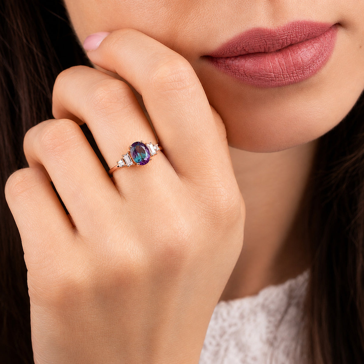 Marielle Rose Gold Alexandrite Diamond Ring