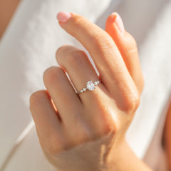 Dainty Minimalist 925 Sterling Silver Oval Cut Cubic Zirconia Promise Ring for Her