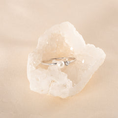 Dainty 925 Sterling Silver White Pearl & CZ Promise Ring for Her