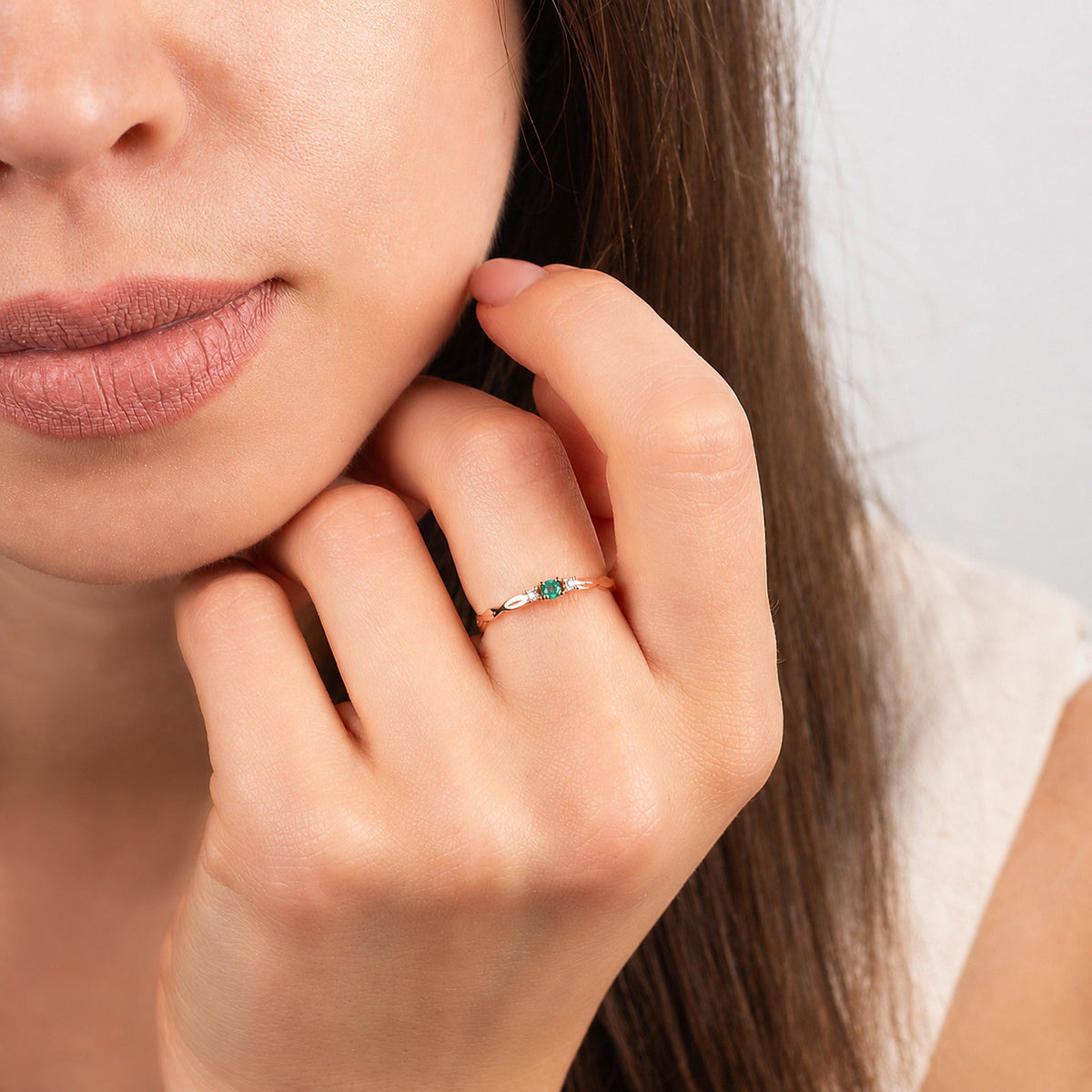 Sylvie Rose Gold Emerald Celtic Ring