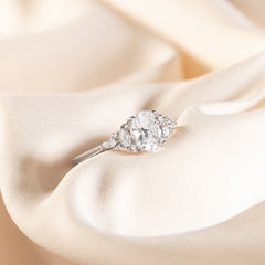 Vintage Style Art Deco 925 Sterling Silver Oval & Marquise Cut Cubic Zirconia Engagement Ring