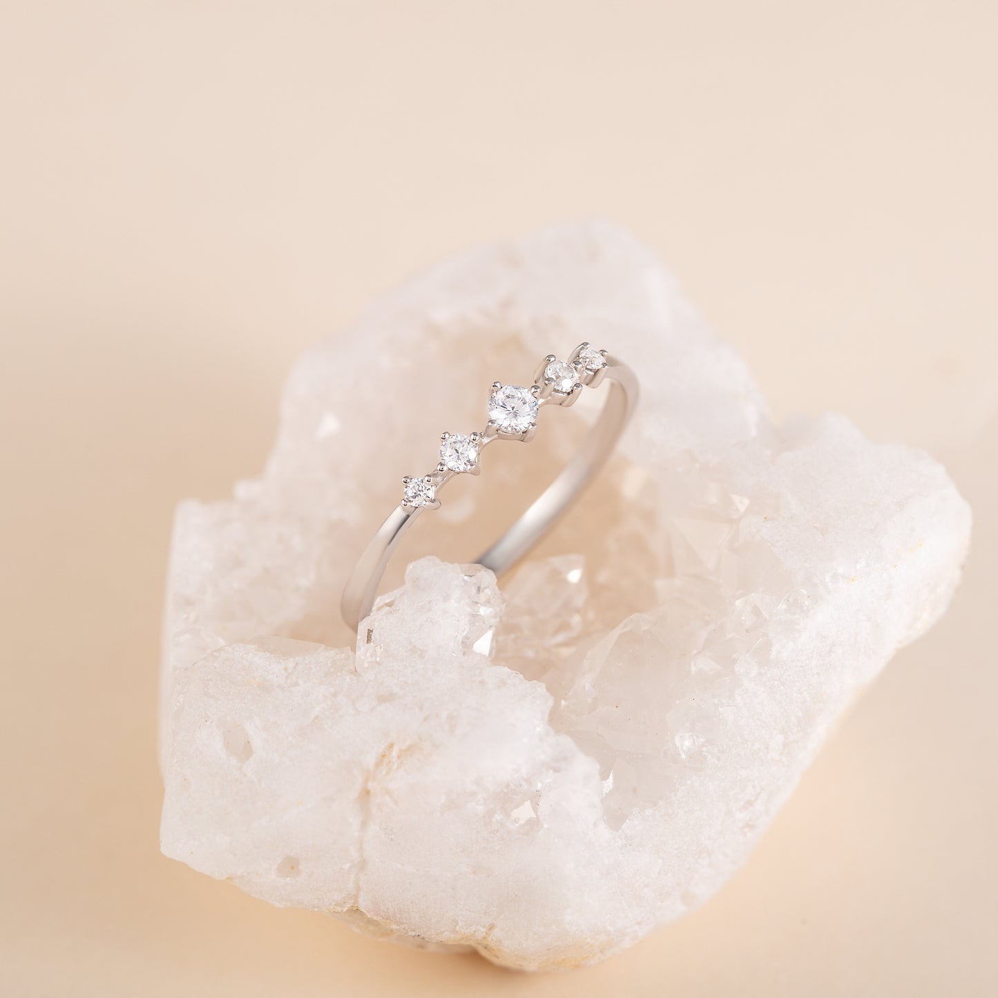 Dainty Minimalist 925 Sterling Silver CZ Promise Ring for Her