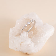 Dainty Minimalist 925 Sterling Silver CZ Promise Ring for Her